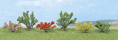 Busch 6055 Bushes, Green and Flowering Assorted, pkg(6)