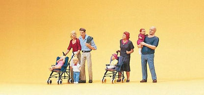 Preiser 10494 HO Scale Pedestrians Parents w/Children & Strollers