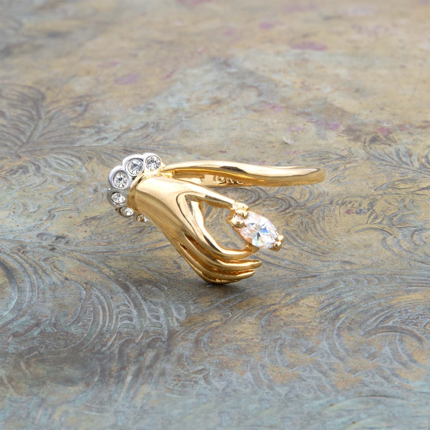 Vintage Austrian Crystals 18k Yellow Gold Matte or Polished Finish Made in USA by PVD Vintage Jewelry