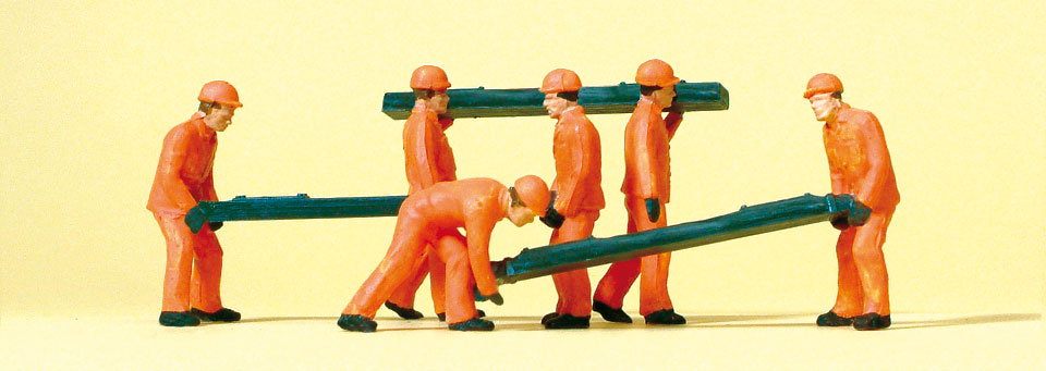 Preiser 14036 HO Scale Track Workers with Ties, 6-Pack