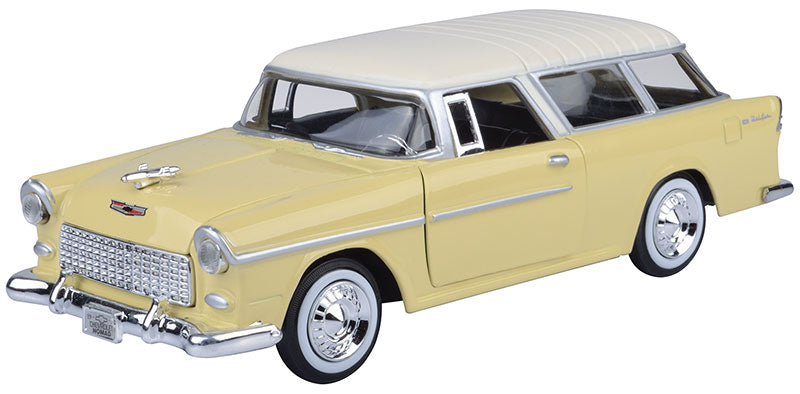 Motormax 73248AC-LY 1/24 1955 Chevrolet Bel Air Nomad, Yellow