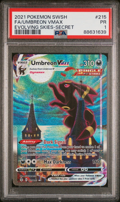 PSA 1 Full Art/umbreon Vmax Secret #215 · Evolving Skies · 2021