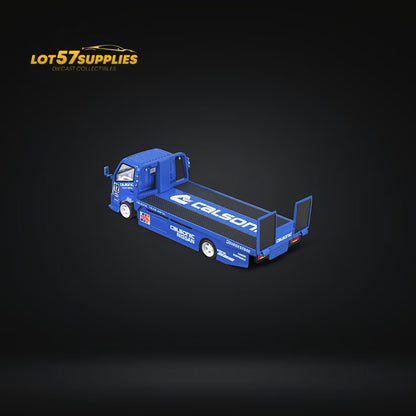 MicroTurbo HINO 300 Custom Truck Flatbed Blue Calsonic Livery 1:64