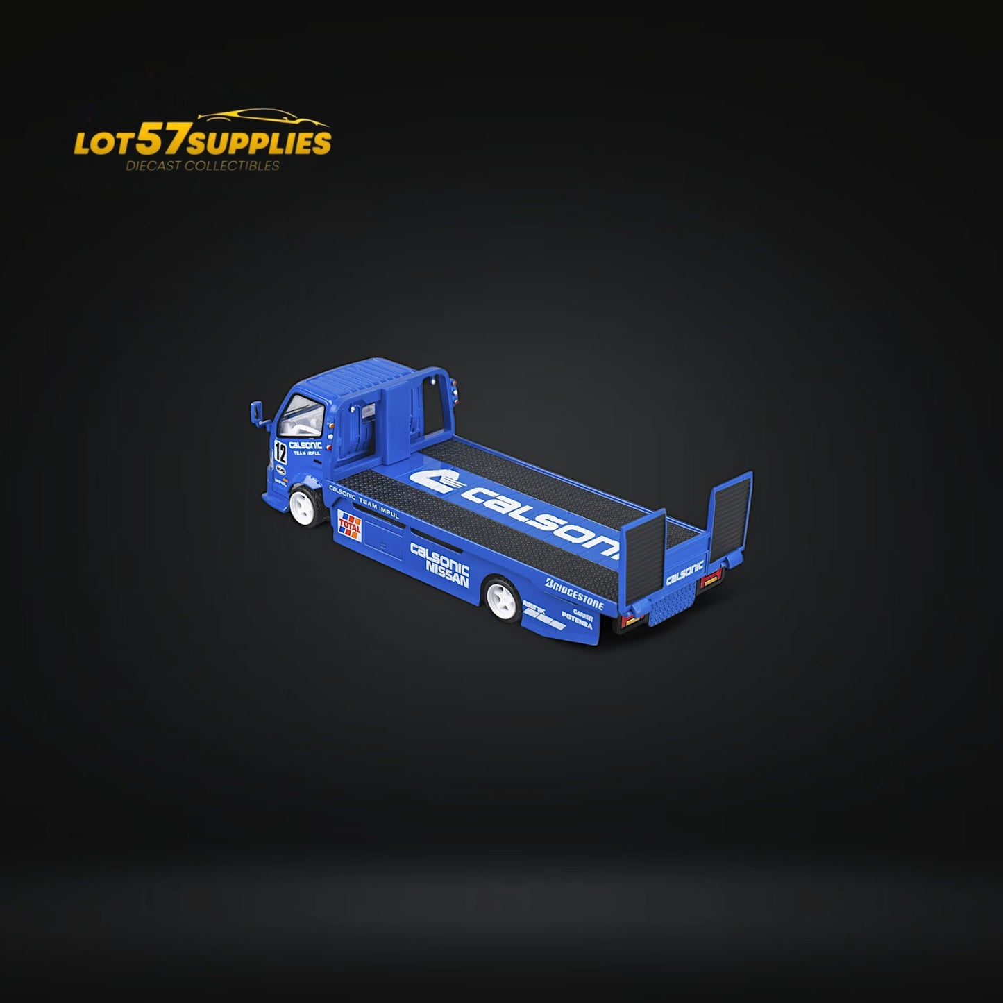 MicroTurbo HINO 300 Custom Truck Flatbed  Blue Calsonic Livery 1:64