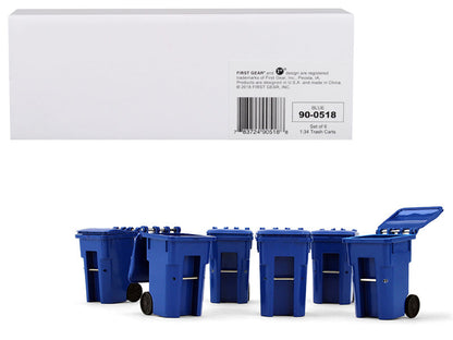 Set of 6 Blue Garbage Trash Bin Containers Replica 1/34 Models by First Gear  free shipping USA