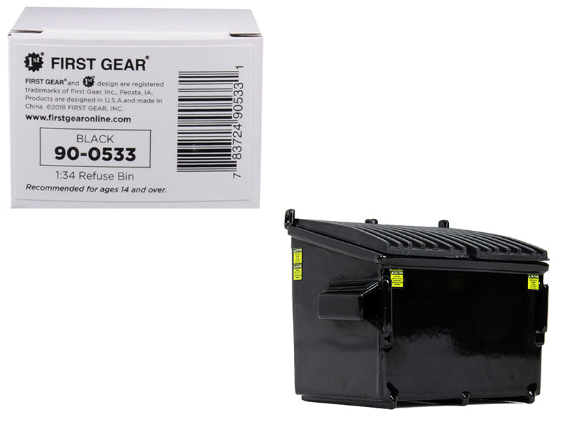 Refuse Trash Bin Black 1/34 Diecast Model by First Gear  free shipping USA