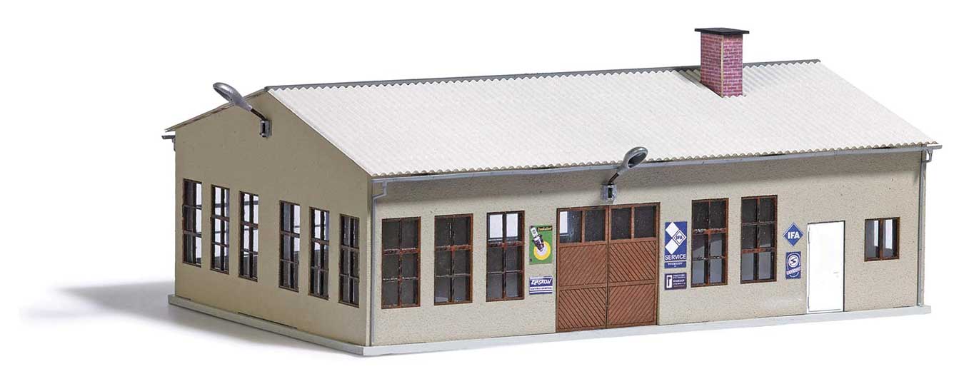 Busch 1918 HO Scale Mechanic's Garage -- Laser-Cut Kit