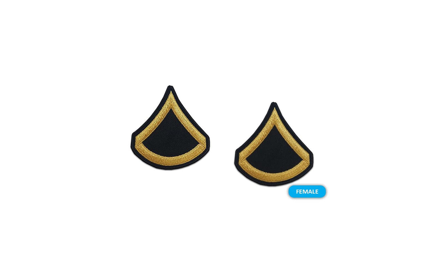 U.S. Army E3 Private First Class Gold on Blue Sew-on - Female (Small)
