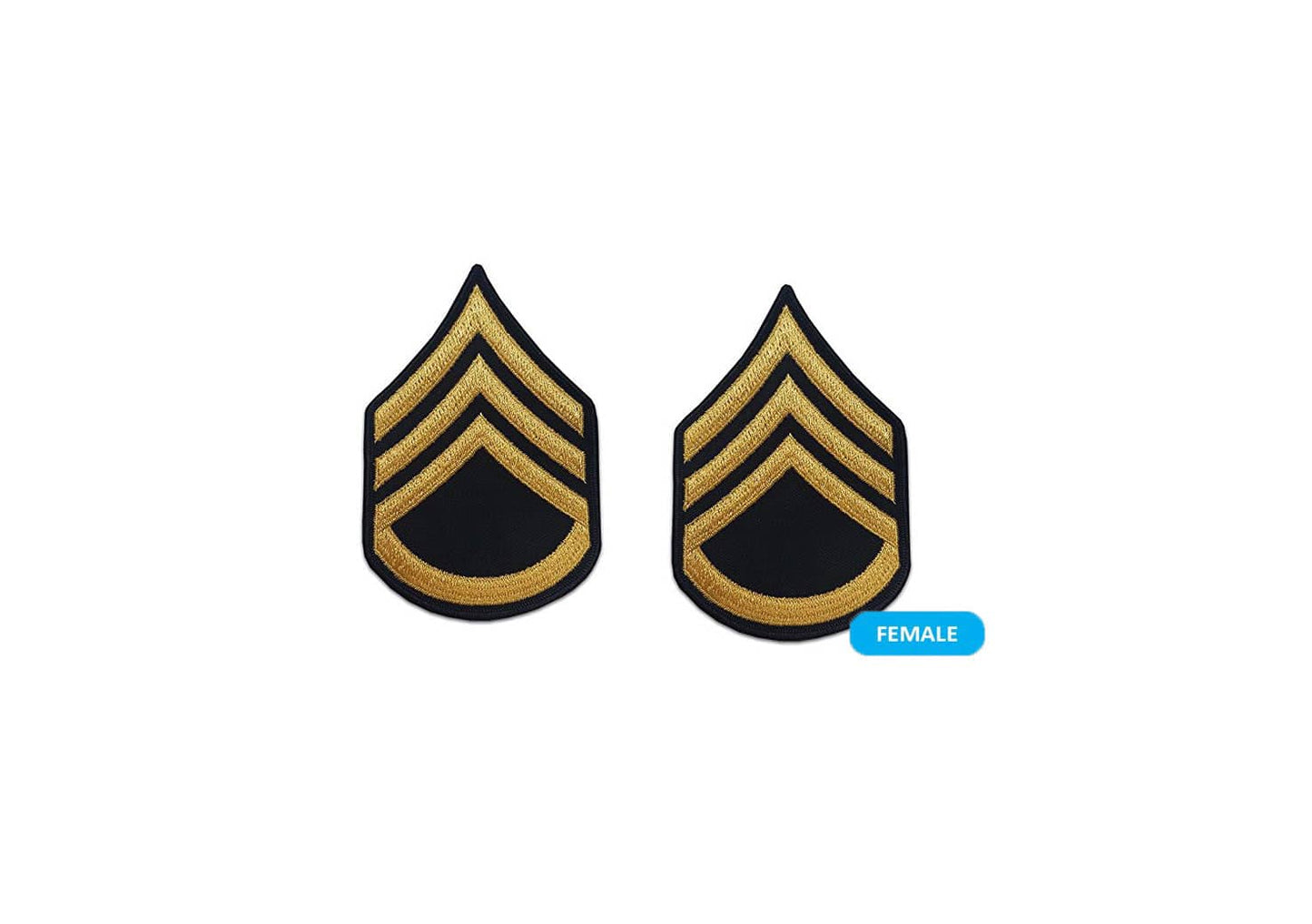 U.S. Army E6 Staff Sergeant Gold on Blue Sew-on - Female (Small)