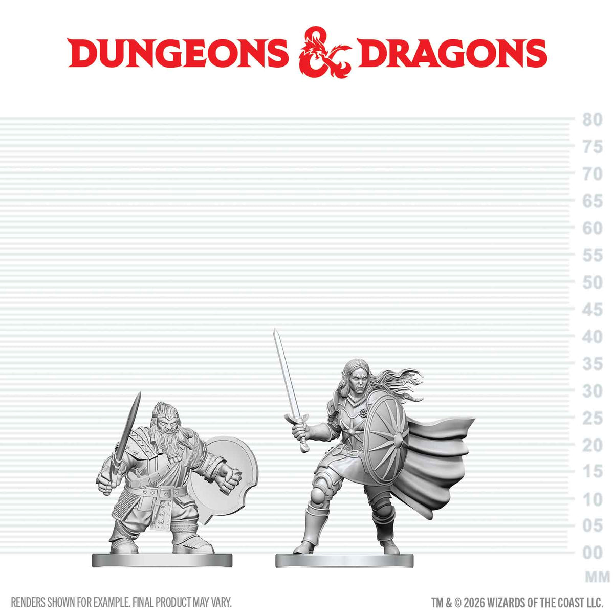 D&D: Nolzur's Marvelous Unpainted Miniatures - Dwarf Fighter & Orc Paladin