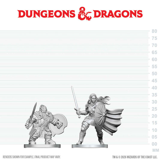D&D: Nolzur's Marvelous Unpainted Miniatures - Dwarf Fighter & Orc Paladin