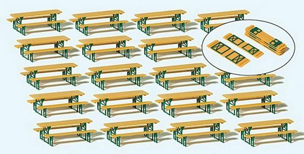 Preiser 24707 HO Scale Beer Garden Tables & Benches Kit