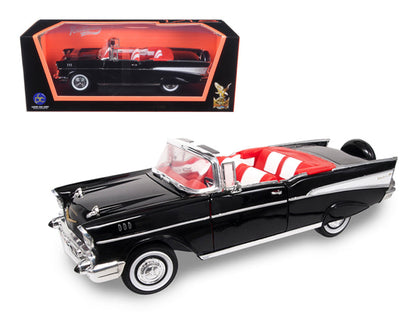 1957 Chevrolet Bel Air Convertible Black 1/18 Diecast Model Car by Road Signature  free shipping USA