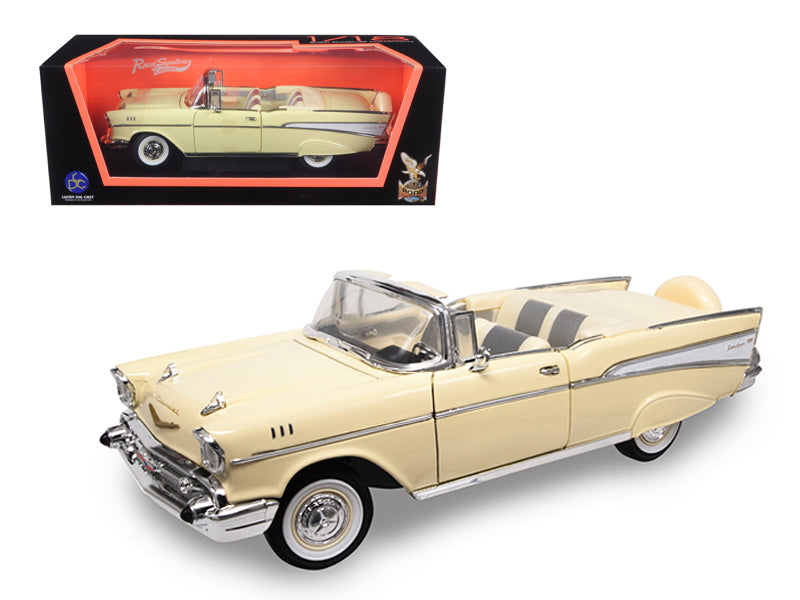 1957 Chevrolet Bel Air Convertible Cream 1/18 Diecast Model Car by Road Signature  free shipping USA