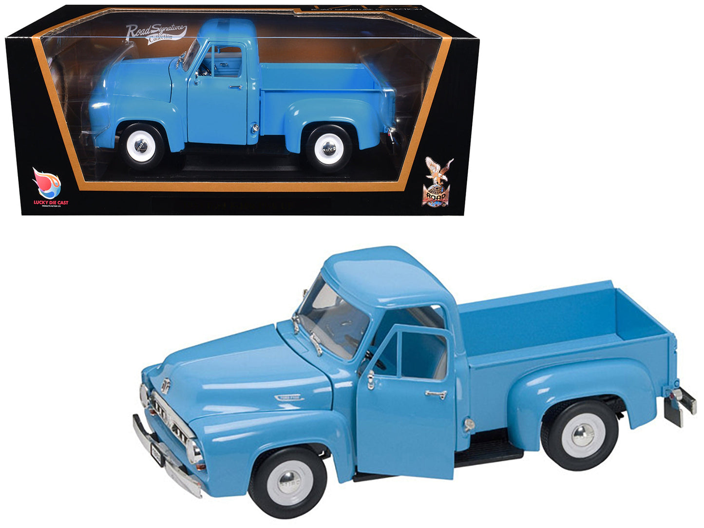 1953 Ford F-100 Pickup Truck Light Blue 1/18 Diecast Model Car by Road Signature  free shipping USA