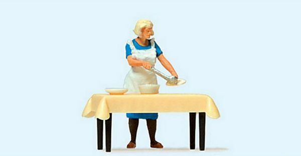 Preiser 28130 HO Scale Individual Figure Housewife Serving Dinner