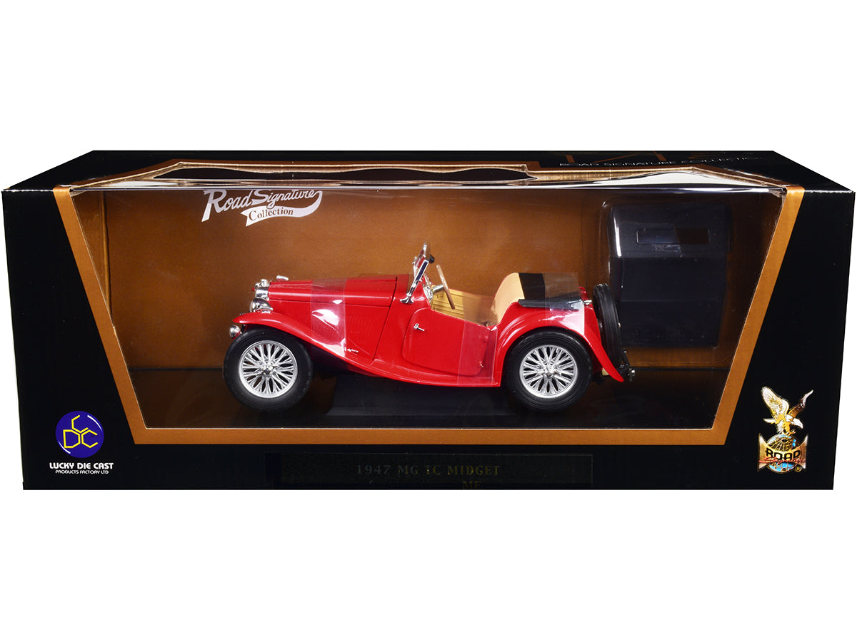 1947 MG TC Midget Red 1/18 Diecast Model Car by Road Signature  free shipping USA