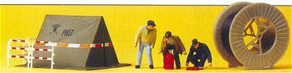 Preiser 10374 HO Scale People Working Telephone Workers w/Tent
