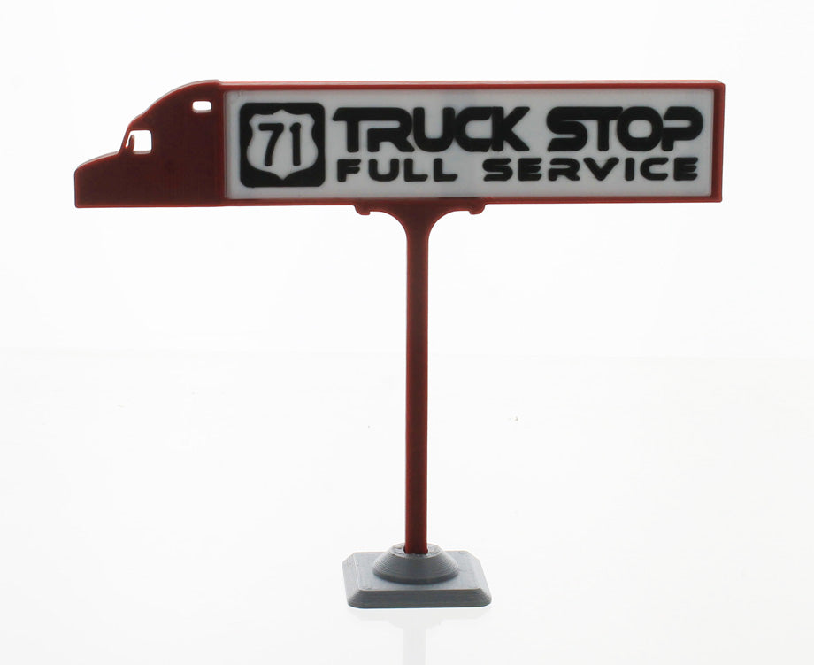 3D To Scale 64-600-R 1/64 71 Truck Stop Sign, Dual-Sided