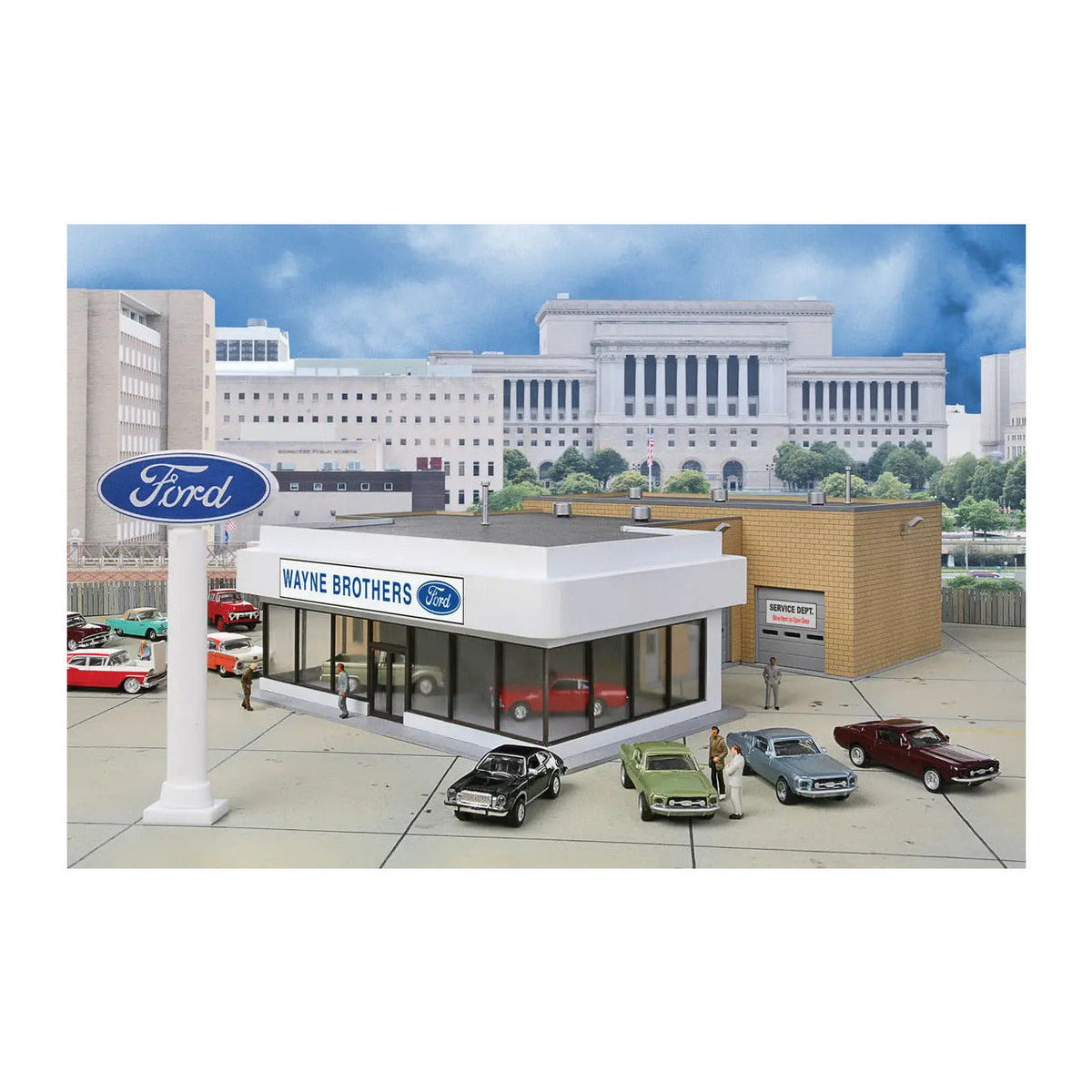 Walthers Cornerstone 3483 HO Wayne Bros Ford Dealership Kit
