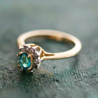 Vintage Genuine Opal or Austrian Crystal Ring 18k Yellow Gold Electroplated by PVD Vintage Jewelry