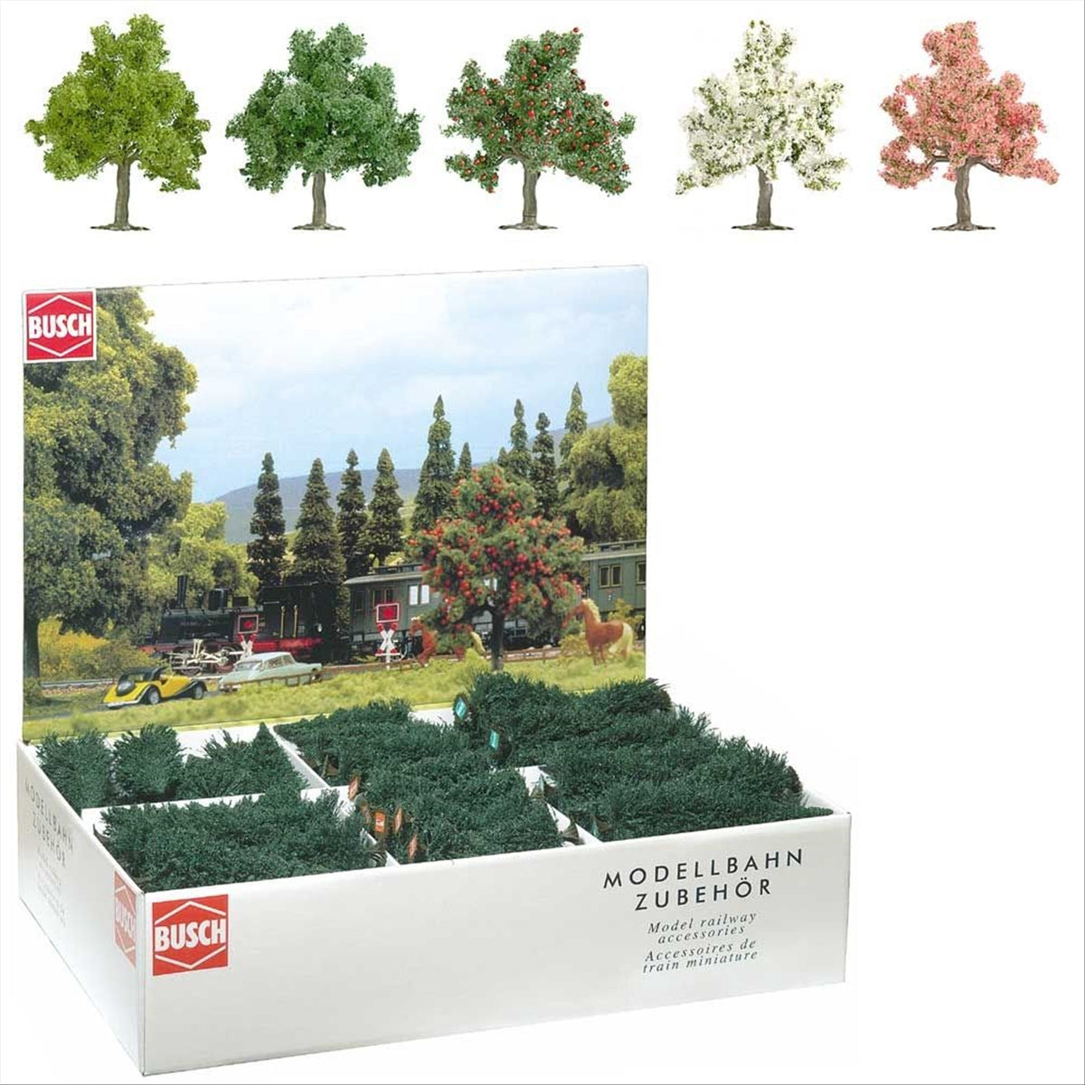 Busch 6331 All Scale Deciduous Trees Bulk Pack, 64 Pieces