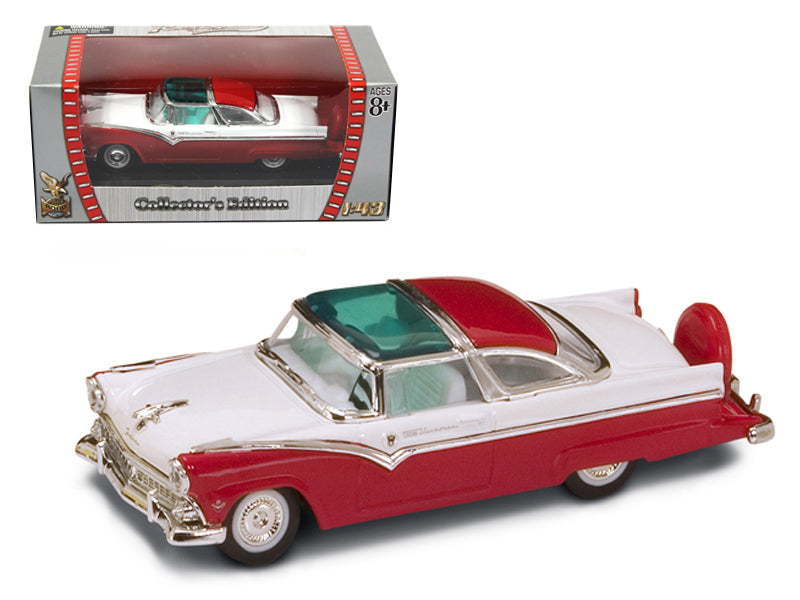 1955 Ford Crown Victoria Red and White 1/43 Diecast Model Car by Road Signature  free shipping USA