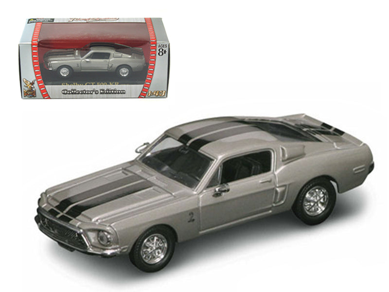 1968 Ford Mustang Shelby GT500 KR Silver with Black Stripes 1/43 Diecast Model Car by Road Signature  free shipping USA