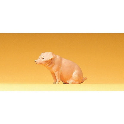 Preiser 47047 1:25 Scale Pig Sitting Animal Figure