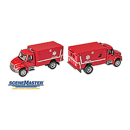 Walthers SceneMaster 949-11931 HO Intl 4300 EMS Ambulance - Red