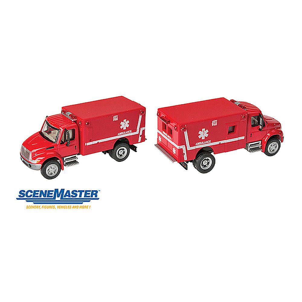 Walthers SceneMaster 949-11931 HO Intl 4300 EMS Ambulance - Red