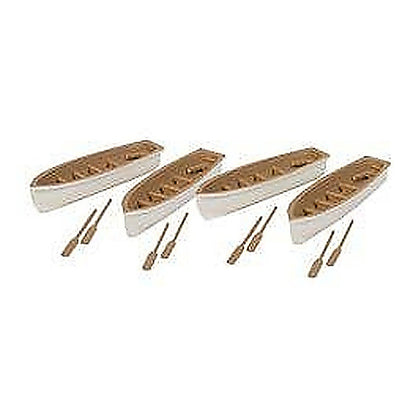 Walthers SceneMaster 949-4163 HO Row Boat 4-Pack, White & Tan