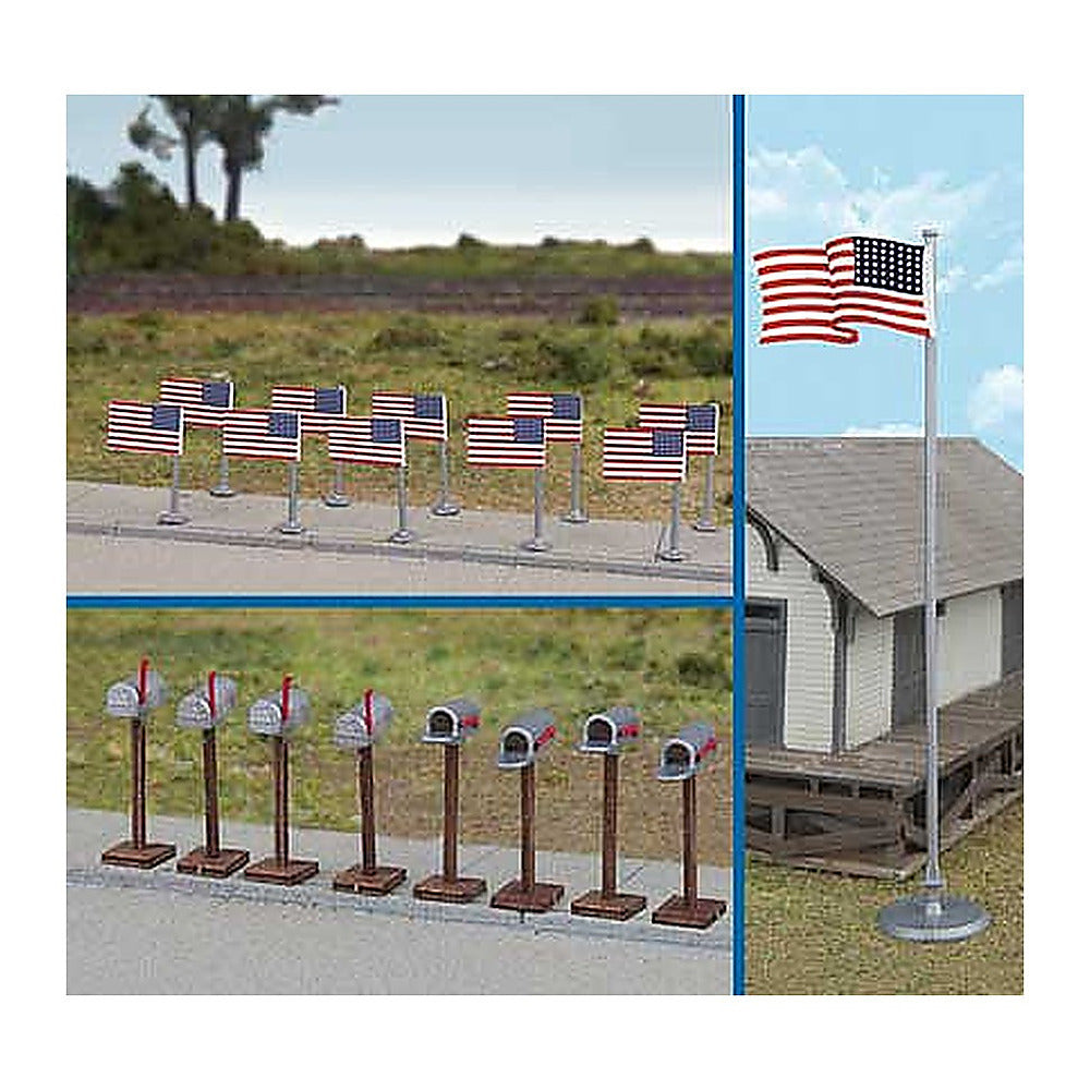 Walthers SceneMaster 4171 HO Flags & Mailboxes 48-Star