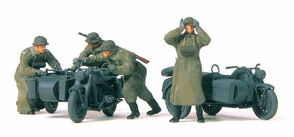Preiser 16580 HO Scale Former German Army WWII Motorcycle Troops