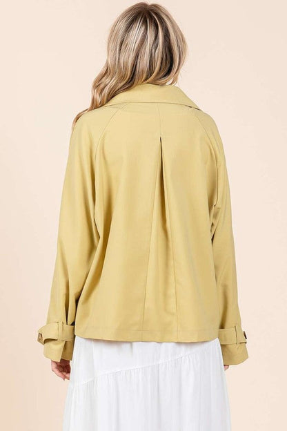 Mittoshop Double Breasted Long Sleeve Trench Coat Jacket