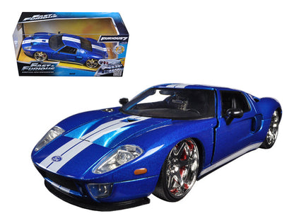 Ford GT Blue with White Stripes "Fast & Furious 7" (2015) Movie 1/24 Diecast Model Car by Jada  free shipping USA