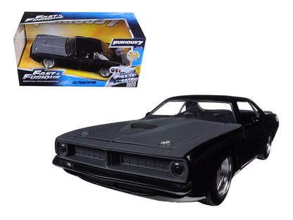 Letty's Plymouth Barracuda Matt Black "Fast & Furious 7" Movie 1/24 Diecast Model Car by Jada  free shipping USA