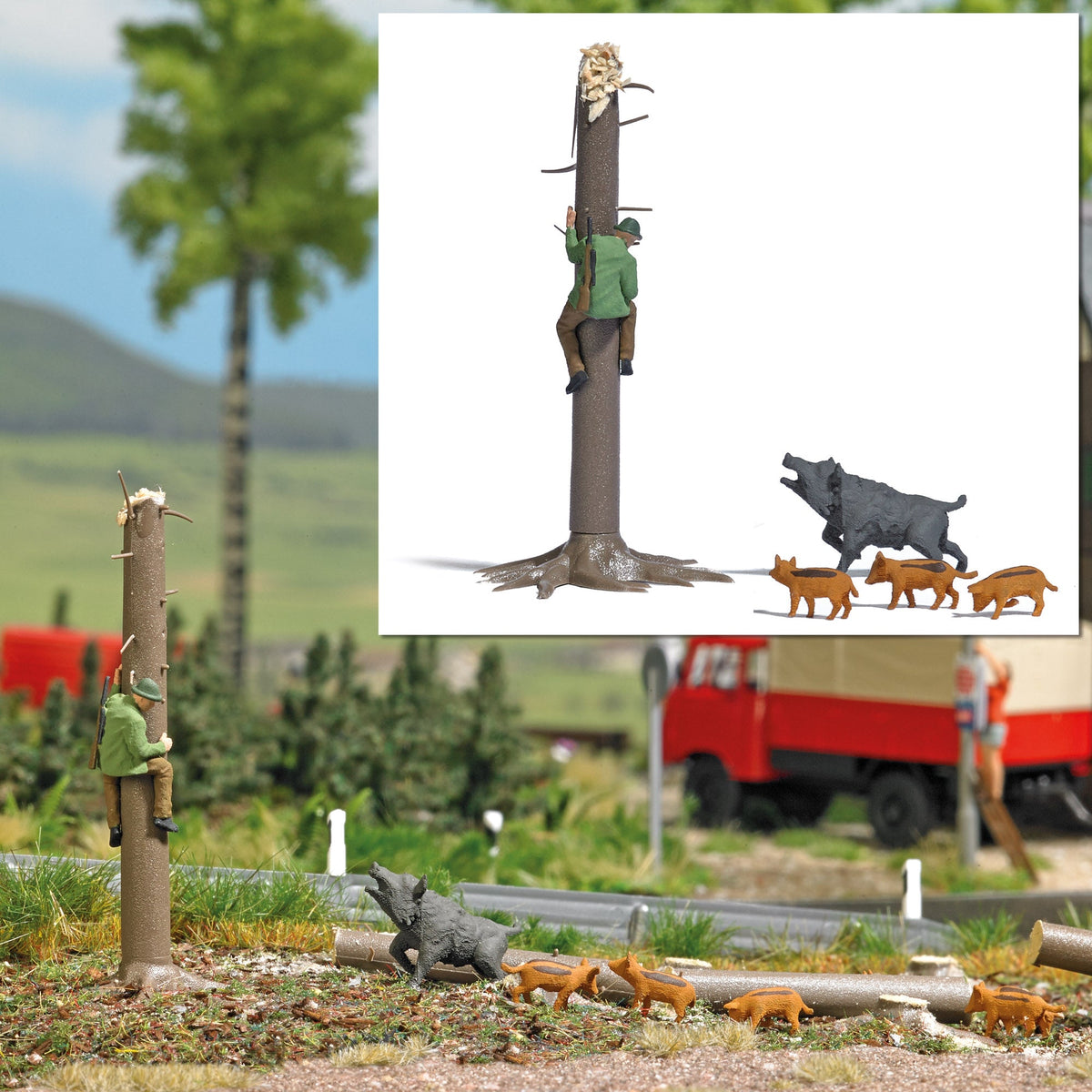 Busch 7958 HO Scale Wild Boar Attack Action Set