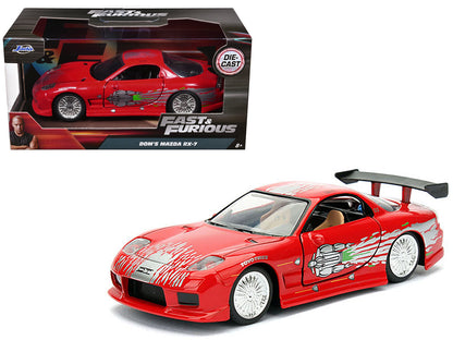 Dom's Mazda RX-7 Red with Graphics "Fast & Furious" Movie 1/32 Diecast Model Car by Jada  free shipping USA