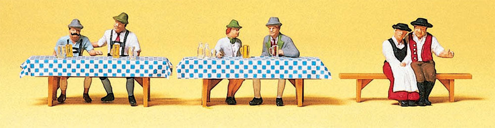Preiser 10449 HO Scale Oktoberfest Goers Seated Set 2 pkg(6)