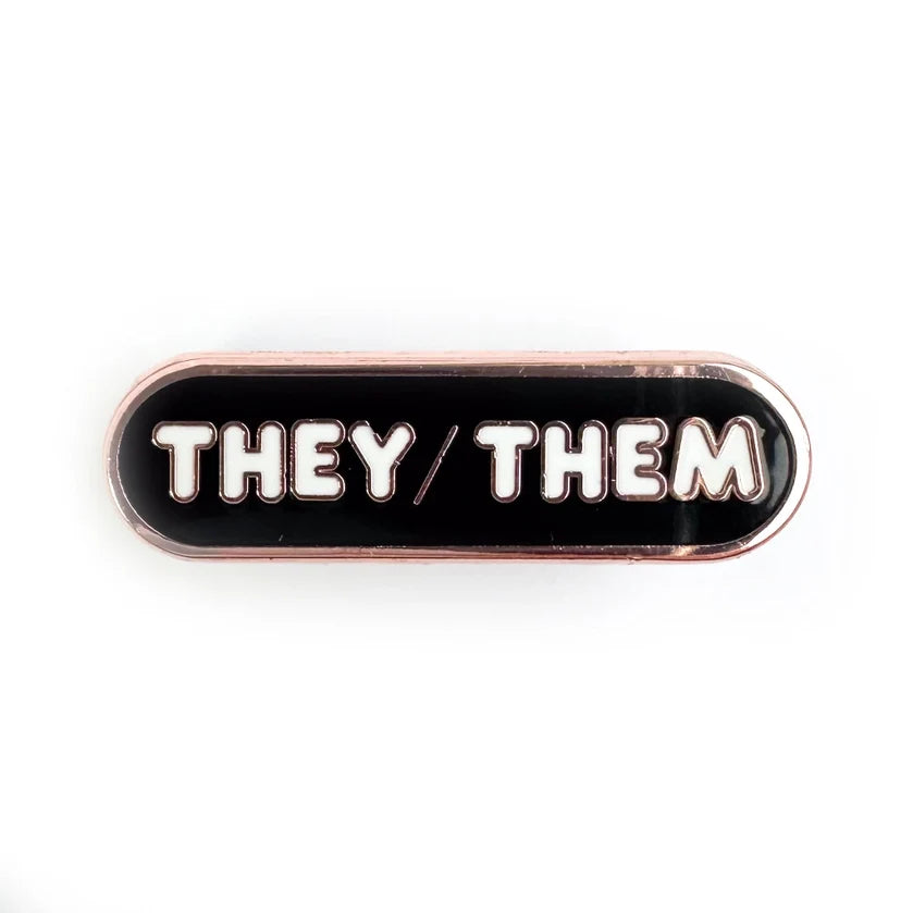 Pride Pals Pronoun Enamel Pin - They/Them (Black)