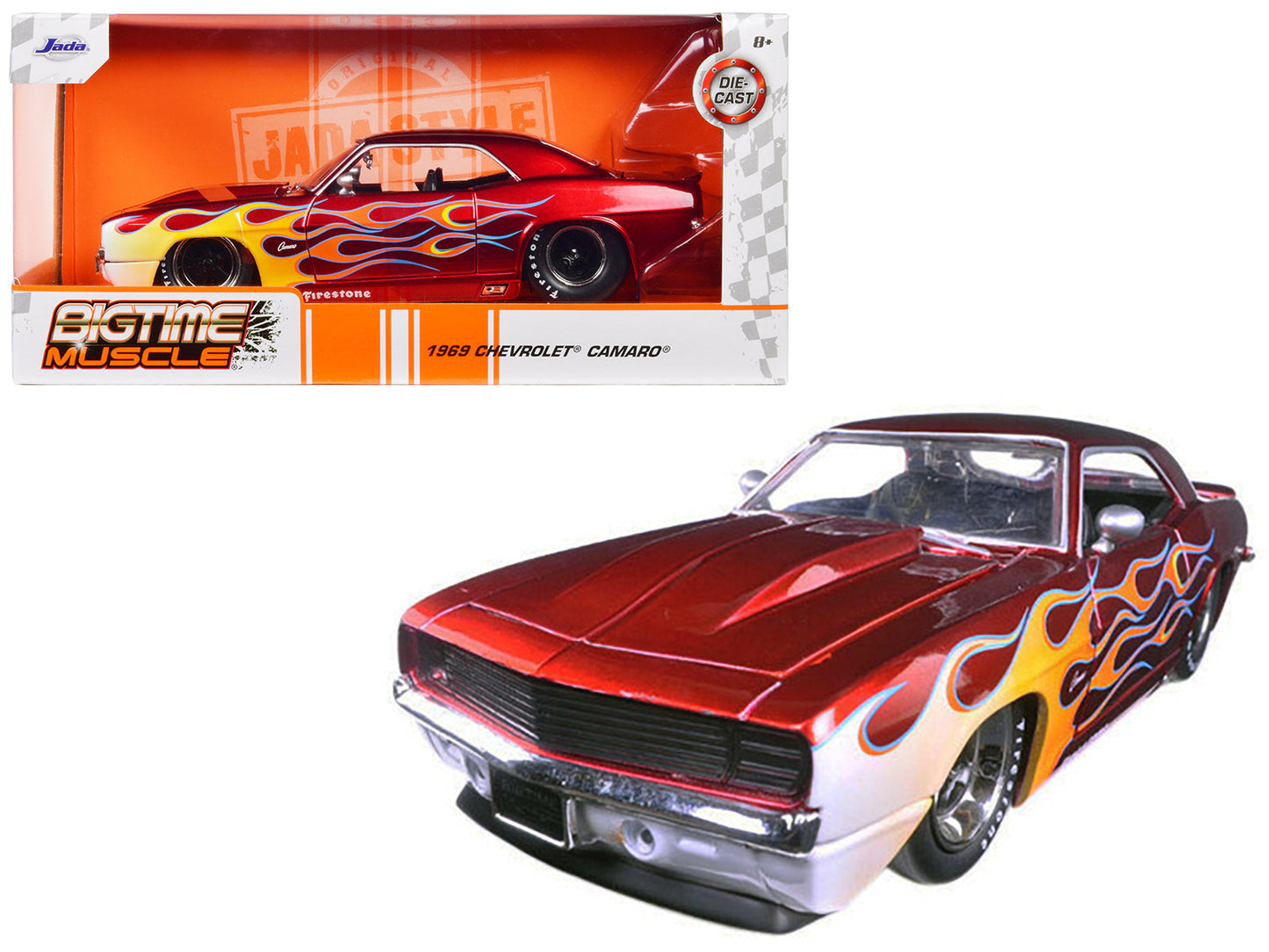 1969 Chevrolet Camaro Red with Flames 1/24 Diecast Model Car by Jada  free shipping USA