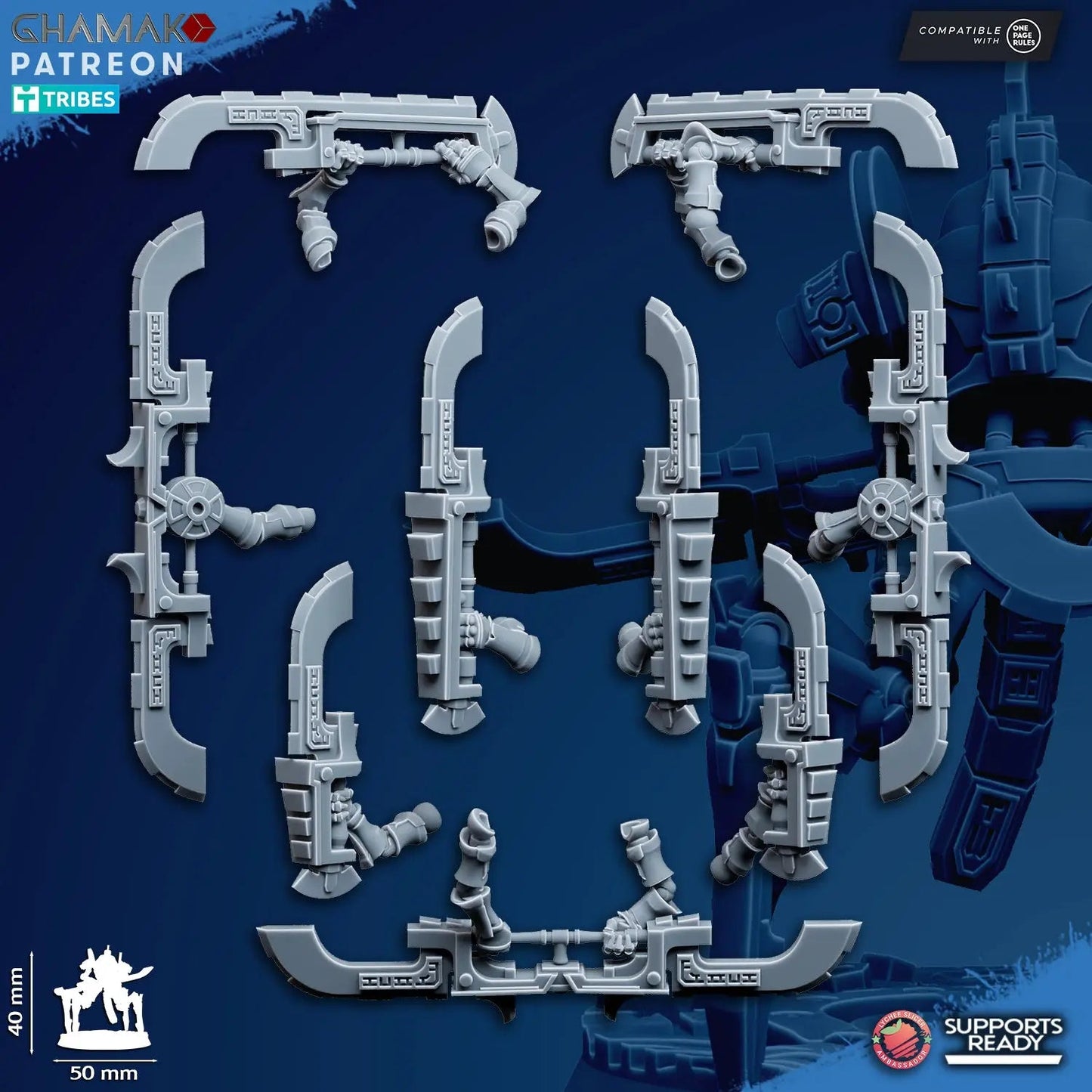 Vanquishers by Ghamak: Sci-fi 28/32mm Heroic Scale Miniature, 40mm tall, 7 Units
