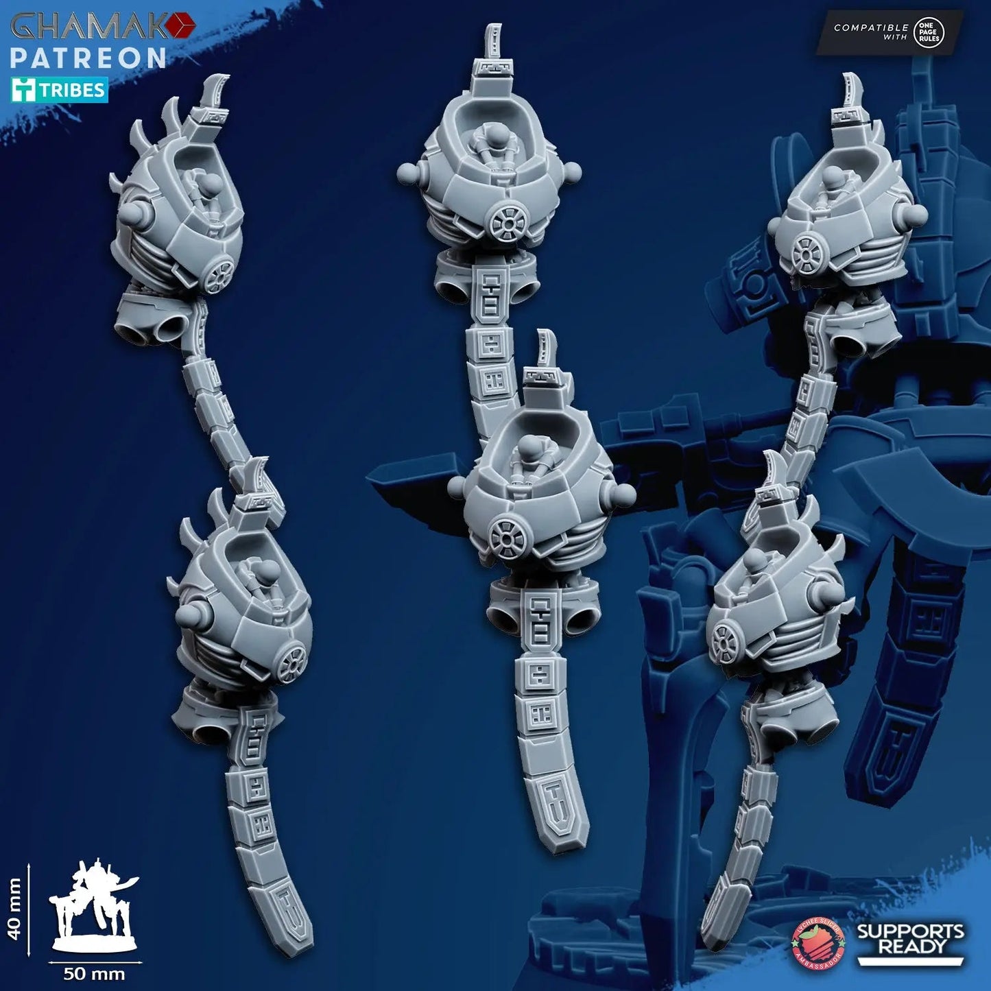Vanquishers by Ghamak: Sci-fi 28/32mm Heroic Scale Miniature, 40mm tall, 7 Units