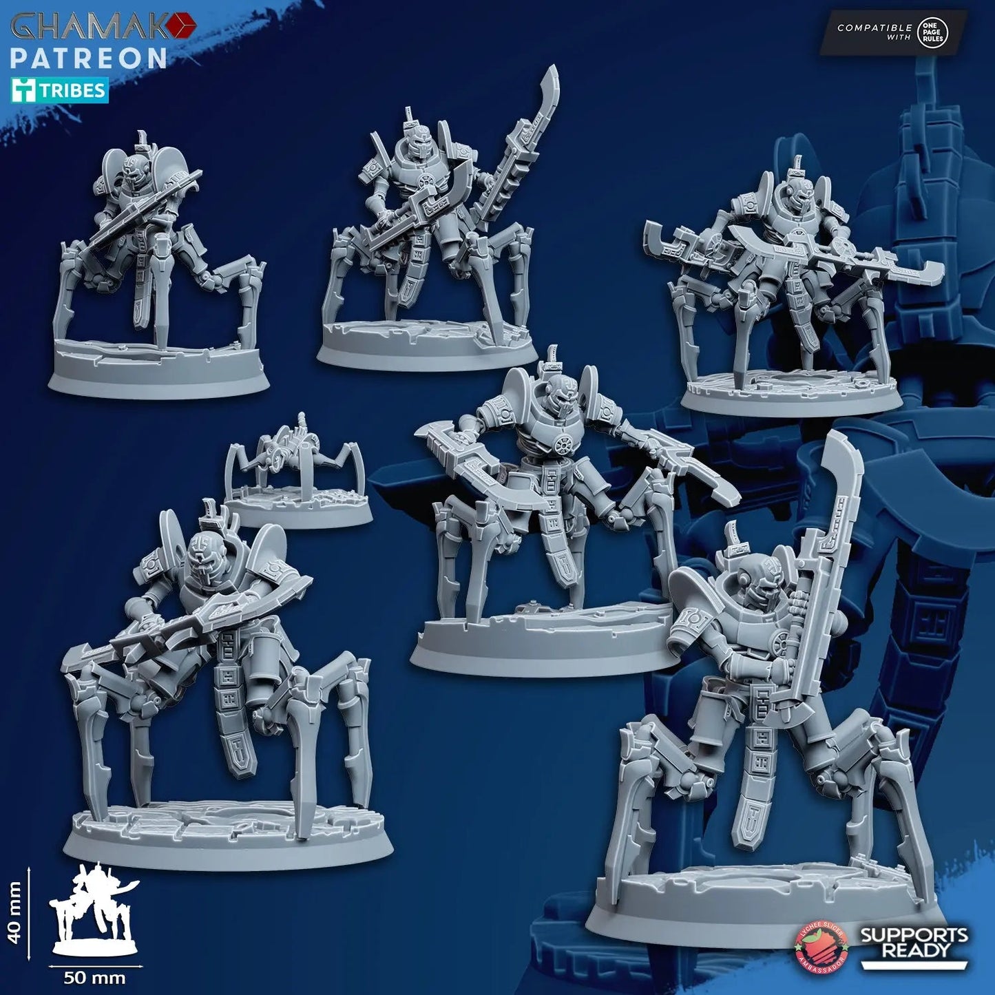 Vanquishers by Ghamak: Sci-fi 28/32mm Heroic Scale Miniature, 40mm tall, 7 Units
