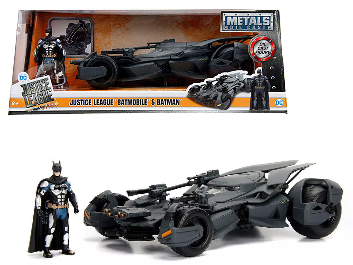 2017 Justice League Batmobile with diecast Batman Figure 1/24 Diecast Model Car by Jada  free shipping USA