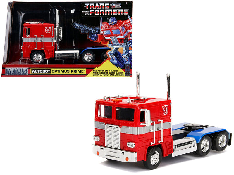 G1 Autobot Optimus Prime Truck Red with Robot on Chassis from "Transformers" TV Series "Hollywood Rides" Series 1/24 Diecast Model by Jada  free shipping USA