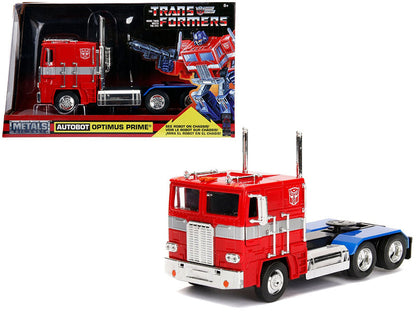 G1 Autobot Optimus Prime Truck Red with Robot on Chassis from "Transformers" TV Series "Hollywood Rides" Series 1/24 Diecast Model by Jada  free shipping USA