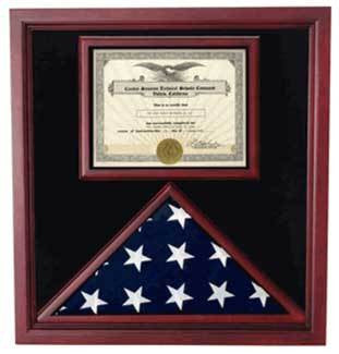 Flag and Certificate Case, Flag Display Cases With Certificate - Black Background