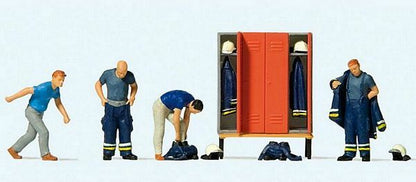 Preiser 10642 HO Scale Preparing For Fire Run 4 Figures, Lockers